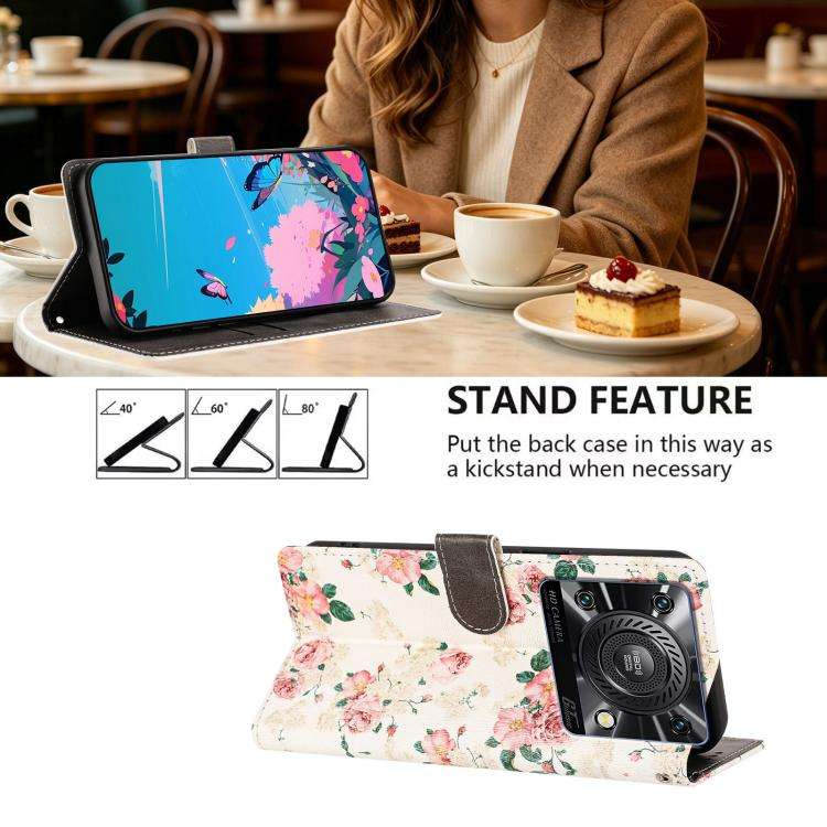 For Oukitel C60 / C60 Pro CH002 Colored Drawing Buckle Clasp Vegan Leather Phone Case(Roses)