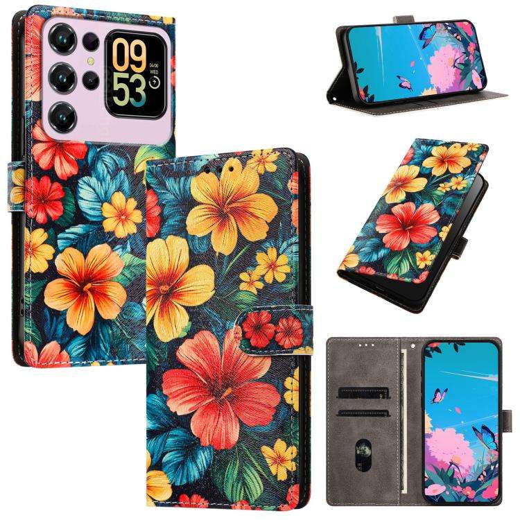 For Oukitel C62 / C62 Pro CH002 Colored Drawing Buckle Clasp Vegan Leather Phone Case(Hibiscus)