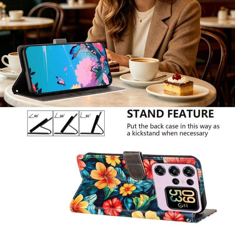 For Oukitel C62 / C62 Pro CH002 Colored Drawing Buckle Clasp Vegan Leather Phone Case(Hibiscus)