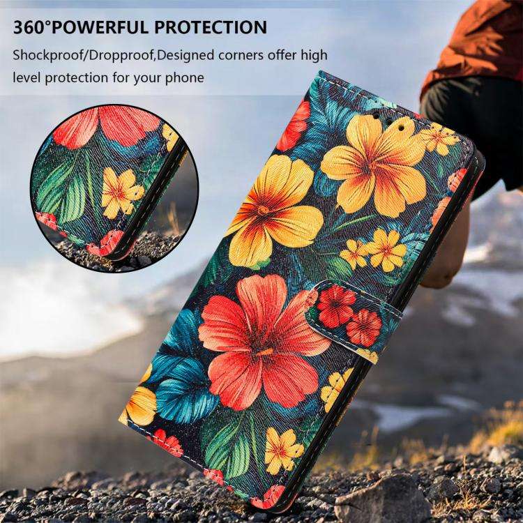 For Oukitel C62 / C62 Pro CH002 Colored Drawing Buckle Clasp Vegan Leather Phone Case(Hibiscus)