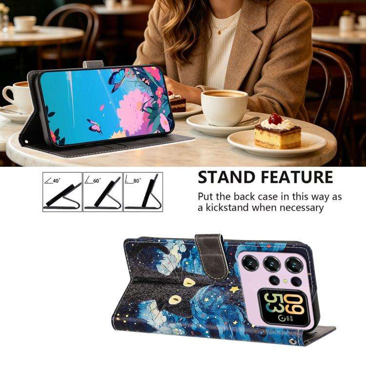 For Oukitel C62 / C62 Pro CH002 Colored Drawing Buckle Clasp Vegan Leather Phone Case(Star Cat)