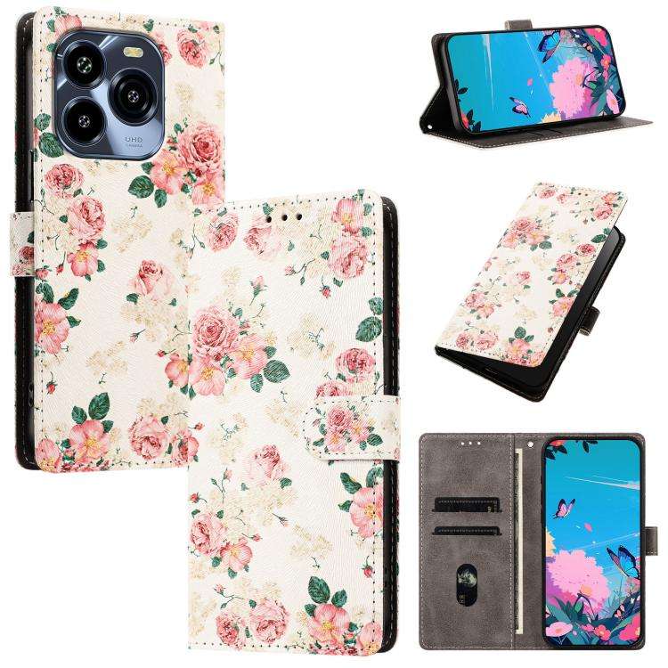 For Oukitel C65 / C65 Pro CH002 Colored Drawing Buckle Clasp Vegan Leather Phone Case(Roses)