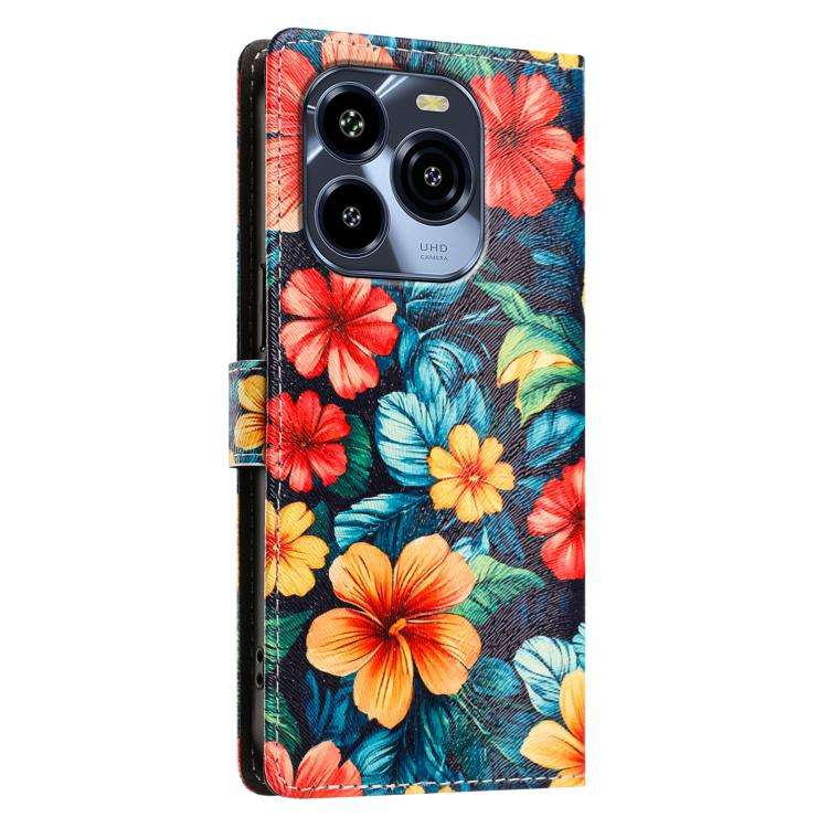 For Oukitel C65 / C65 Pro CH002 Colored Drawing Buckle Clasp Vegan Leather Phone Case(Hibiscus)
