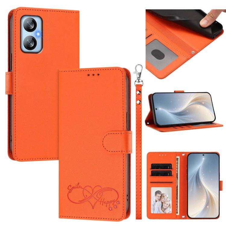 For Blackview A52 / A52 Pro Happy Heart Pattern Magnetic Closure Vegan Leather Phone Case with Wr...