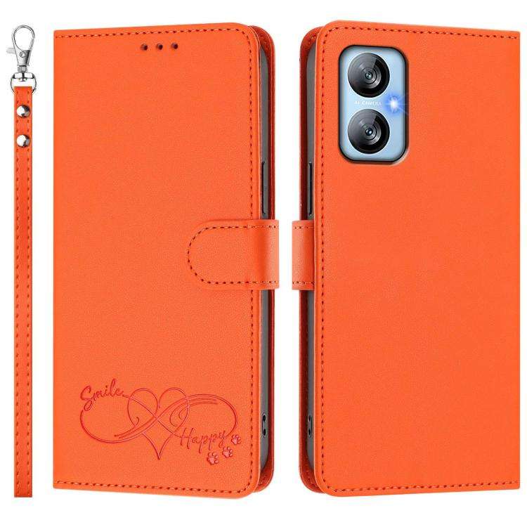 For Blackview A52 / A52 Pro Happy Heart Pattern Magnetic Closure Vegan Leather Phone Case with Wr...