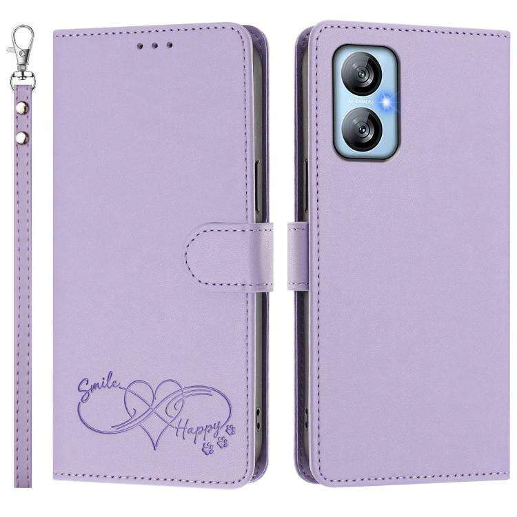 For Blackview A52 / A52 Pro Happy Heart Pattern Magnetic Closure Vegan Leather Phone Case with Wr...