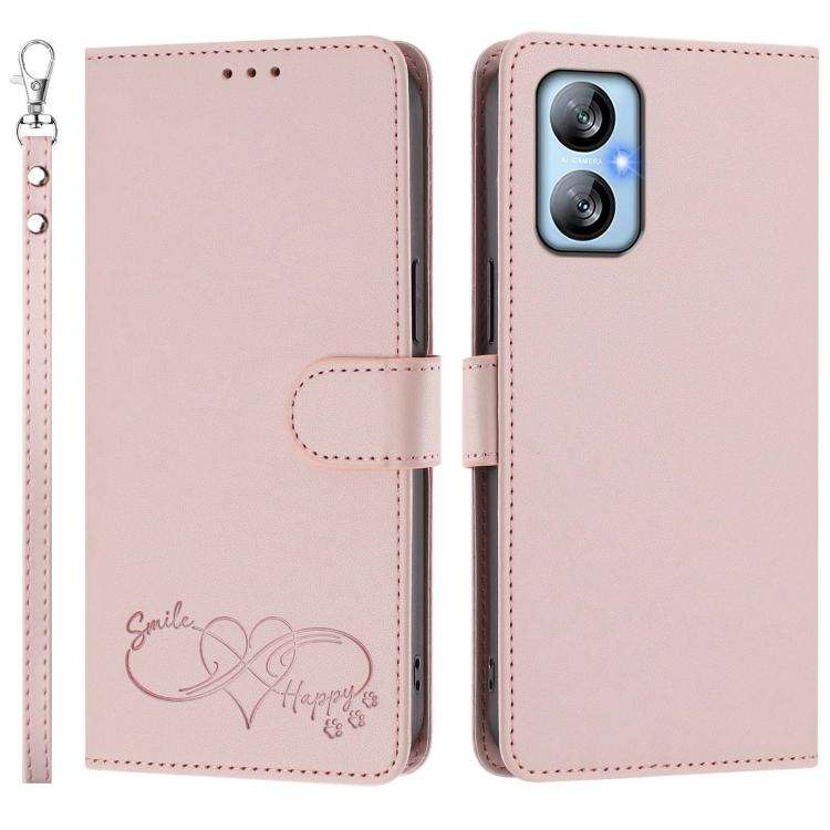 For Blackview A52 / A52 Pro Happy Heart Pattern Magnetic Closure Vegan Leather Phone Case with Wr...