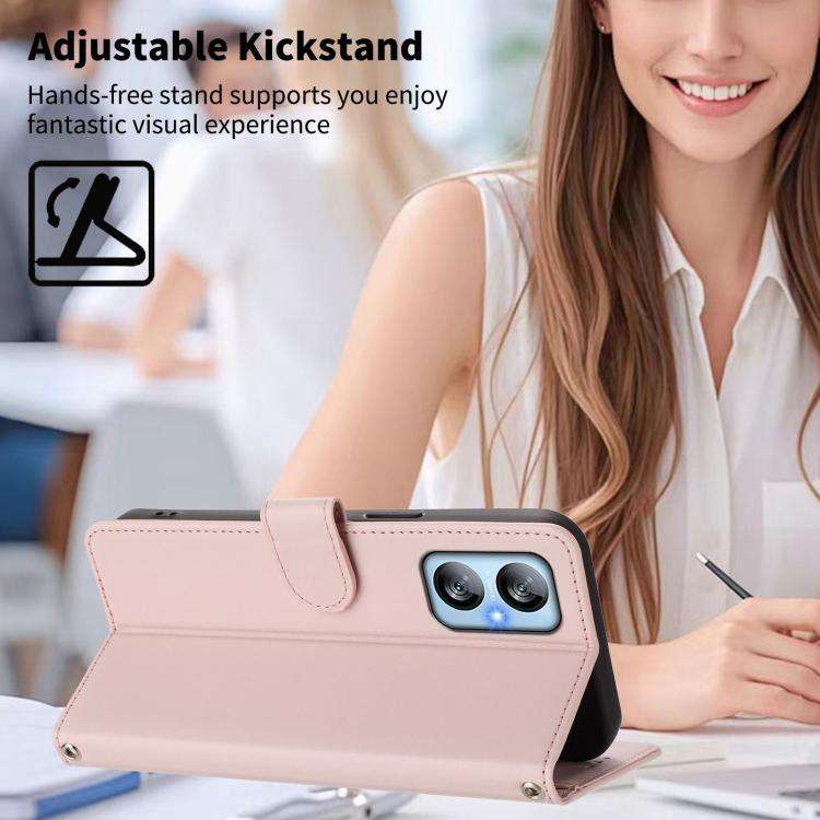 For Blackview A52 / A52 Pro Happy Heart Pattern Magnetic Closure Vegan Leather Phone Case with Wr...