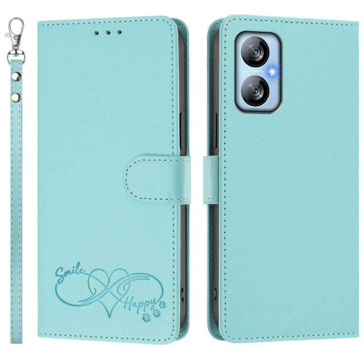 For Blackview A52 / A52 Pro Happy Heart Pattern Magnetic Closure Vegan Leather Phone Case with Wr...