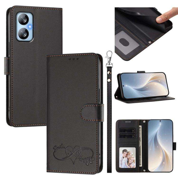 For Blackview A52 / A52 Pro Happy Heart Pattern Magnetic Closure Vegan Leather Phone Case with Wr...