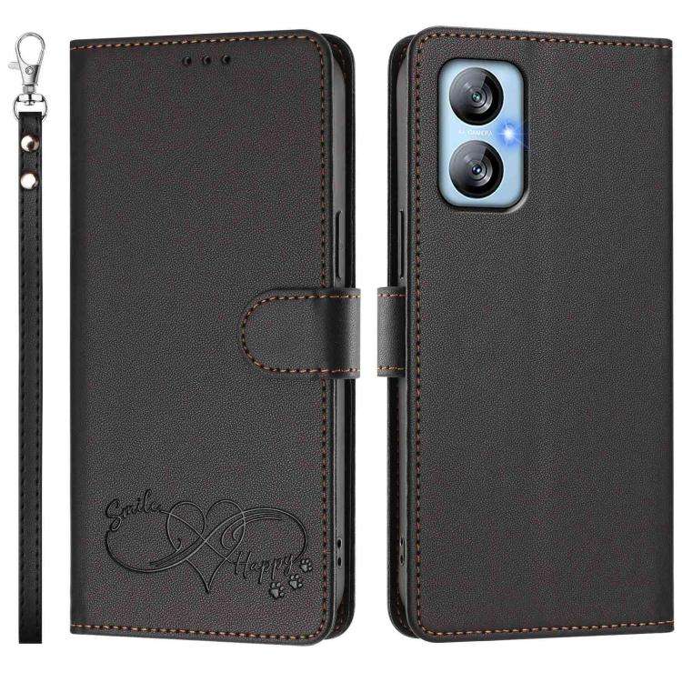 For Blackview A52 / A52 Pro Happy Heart Pattern Magnetic Closure Vegan Leather Phone Case with Wr...