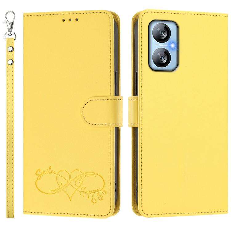 For Blackview A52 / A52 Pro Happy Heart Pattern Magnetic Closure Vegan Leather Phone Case with Wr...