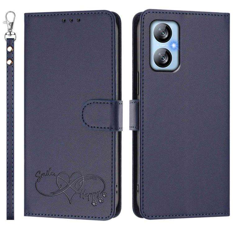 For Blackview A52 / A52 Pro Happy Heart Pattern Magnetic Closure Vegan Leather Phone Case with Wr...