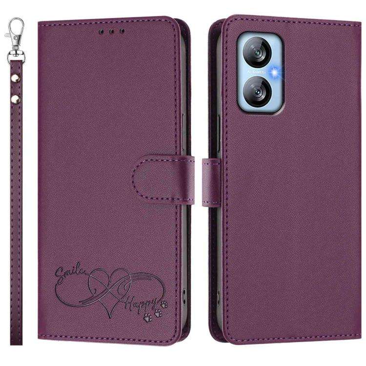 For Blackview A52 / A52 Pro Happy Heart Pattern Magnetic Closure Vegan Leather Phone Case with Wr...