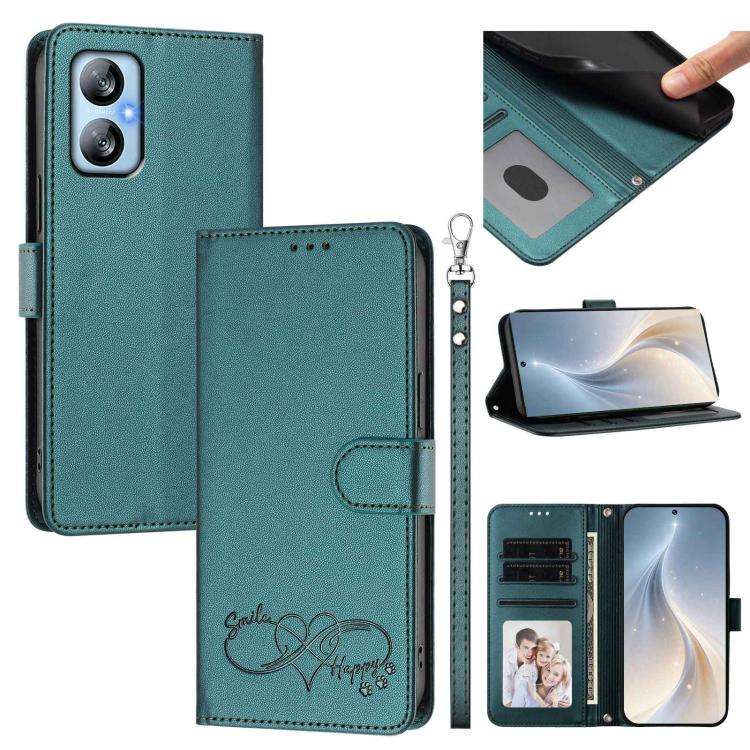 For Blackview A52 / A52 Pro Happy Heart Pattern Magnetic Closure Vegan Leather Phone Case with Wr...