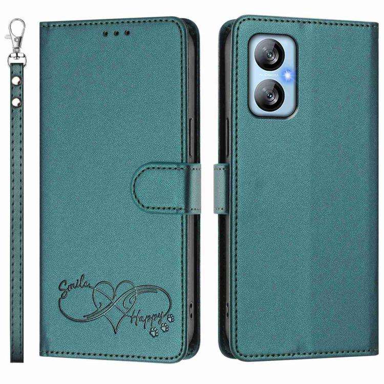 For Blackview A52 / A52 Pro Happy Heart Pattern Magnetic Closure Vegan Leather Phone Case with Wr...