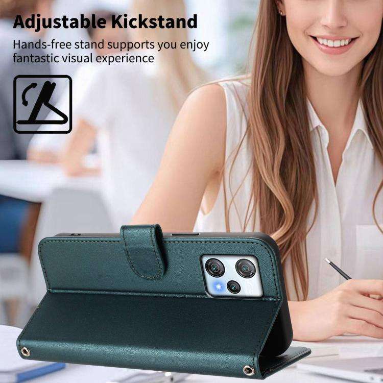 For Blackview A53 Happy Heart Pattern Magnetic Closure Vegan Leather Phone Case with Wrist Strap(...