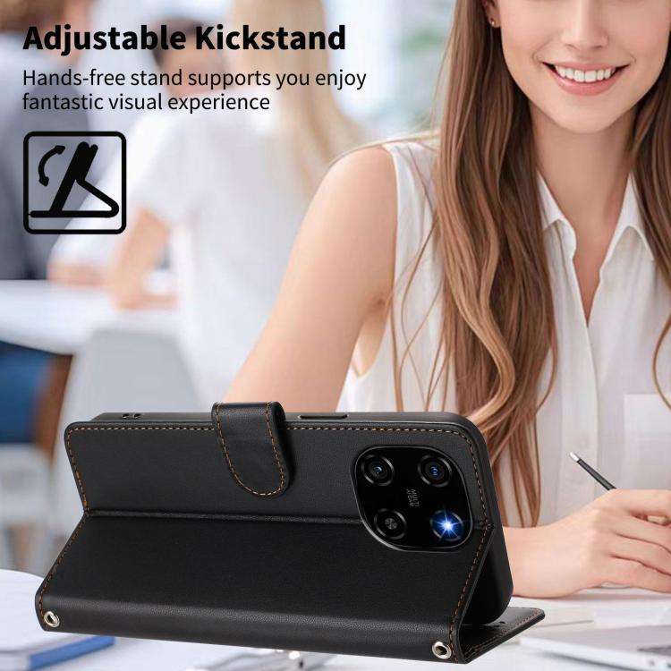 For Blackview Color 6 Happy Heart Pattern Magnetic Closure Vegan Leather Phone Case with Wrist St...