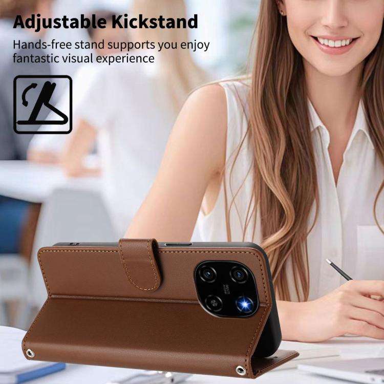 For Blackview Color 6 Happy Heart Pattern Magnetic Closure Vegan Leather Phone Case with Wrist St...