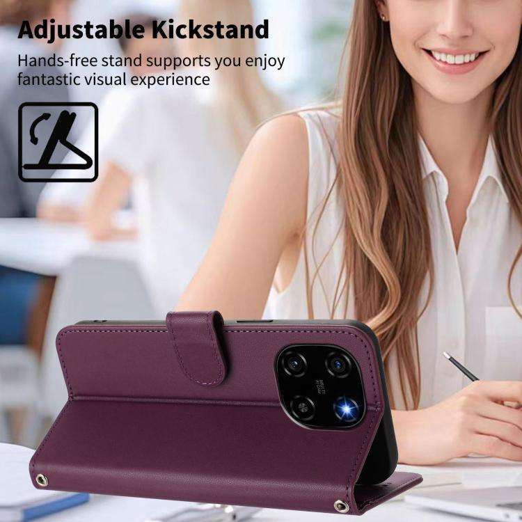 For Blackview Color 6 Happy Heart Pattern Magnetic Closure Vegan Leather Phone Case with Wrist St...