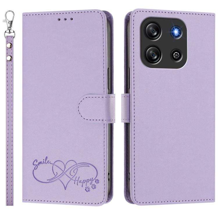 For Blackview Oscal Flat 1C Happy Heart Pattern Magnetic Closure Vegan Leather Phone Case with Wr...