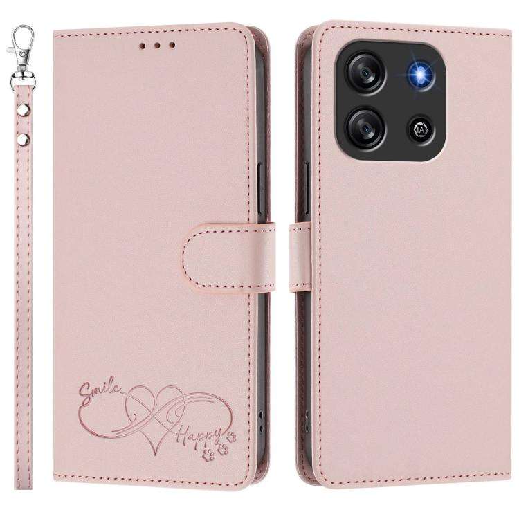 For Blackview Oscal Flat 1C Happy Heart Pattern Magnetic Closure Vegan Leather Phone Case with Wr...