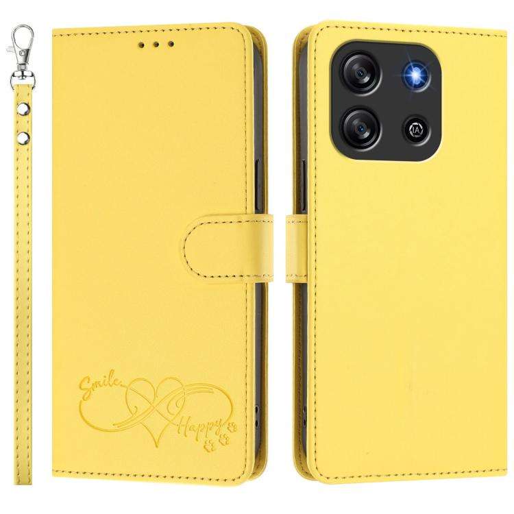 For Blackview Oscal Flat 1C Happy Heart Pattern Magnetic Closure Vegan Leather Phone Case with Wr...
