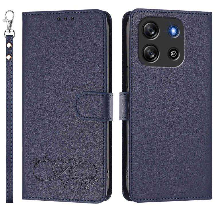 For Blackview Oscal Flat 1C Happy Heart Pattern Magnetic Closure Vegan Leather Phone Case with Wr...