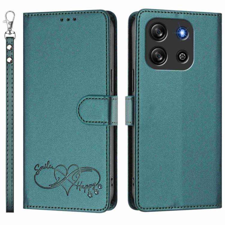 For Blackview Oscal Flat 1C Happy Heart Pattern Magnetic Closure Vegan Leather Phone Case with Wr...