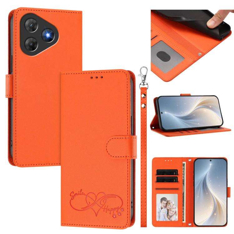 For Blackview Oscal Flat 2 / 2C Happy Heart Pattern Magnetic Closure Vegan Leather Phone Case wit...
