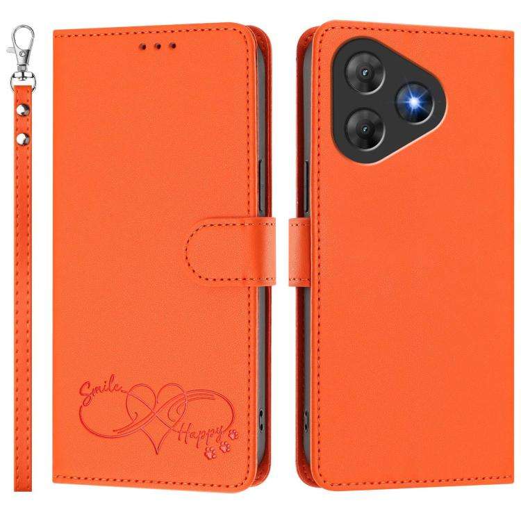 For Blackview Oscal Flat 2 / 2C Happy Heart Pattern Magnetic Closure Vegan Leather Phone Case wit...