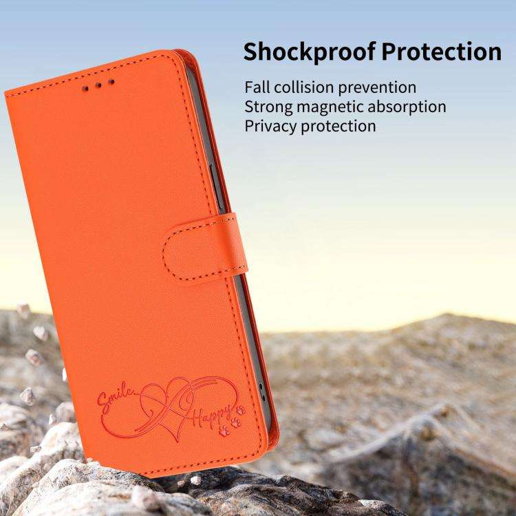 For Blackview Oscal Flat 2 / 2C Happy Heart Pattern Magnetic Closure Vegan Leather Phone Case wit...