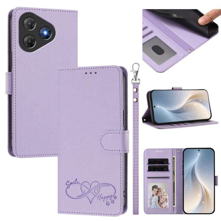 For Blackview Oscal Flat 2 / 2C Happy Heart Pattern Magnetic Closure Vegan Leather Phone Case wit...