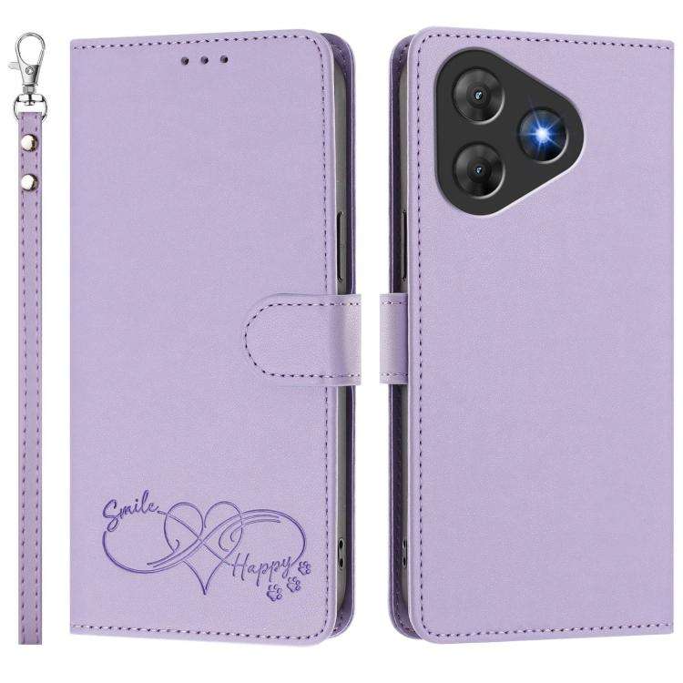 For Blackview Oscal Flat 2 / 2C Happy Heart Pattern Magnetic Closure Vegan Leather Phone Case wit...
