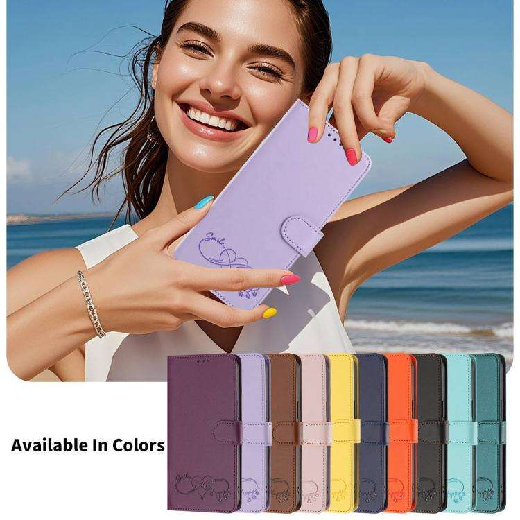 For Blackview Oscal Flat 2 / 2C Happy Heart Pattern Magnetic Closure Vegan Leather Phone Case wit...