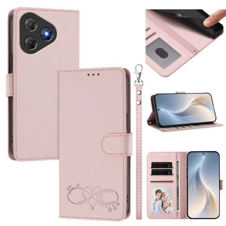 For Blackview Oscal Flat 2 / 2C Happy Heart Pattern Magnetic Closure Vegan Leather Phone Case wit...