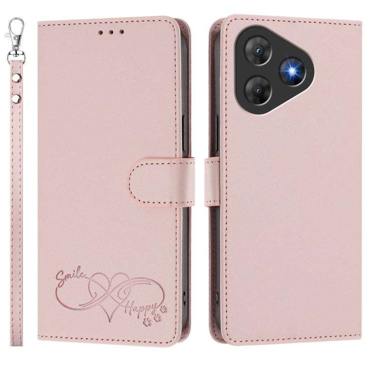 For Blackview Oscal Flat 2 / 2C Happy Heart Pattern Magnetic Closure Vegan Leather Phone Case wit...