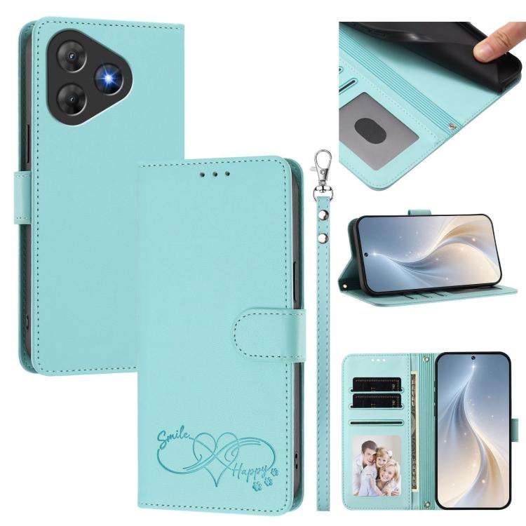 For Blackview Oscal Flat 2 / 2C Happy Heart Pattern Magnetic Closure Vegan Leather Phone Case wit...