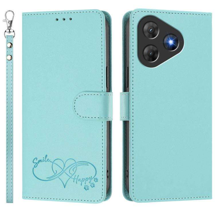 For Blackview Oscal Flat 2 / 2C Happy Heart Pattern Magnetic Closure Vegan Leather Phone Case wit...