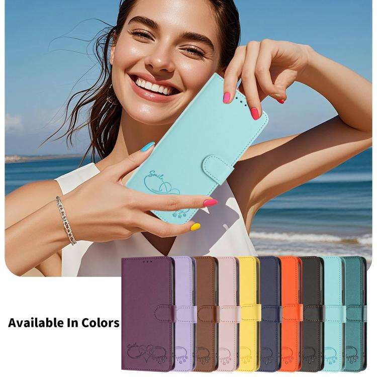 For Blackview Oscal Flat 2 / 2C Happy Heart Pattern Magnetic Closure Vegan Leather Phone Case wit...