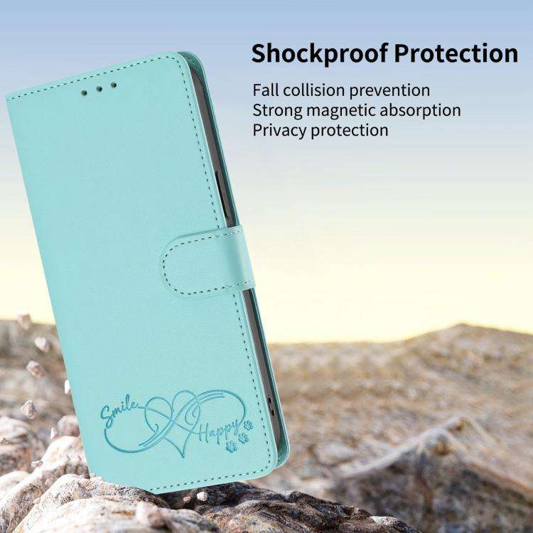 For Blackview Oscal Flat 2 / 2C Happy Heart Pattern Magnetic Closure Vegan Leather Phone Case wit...