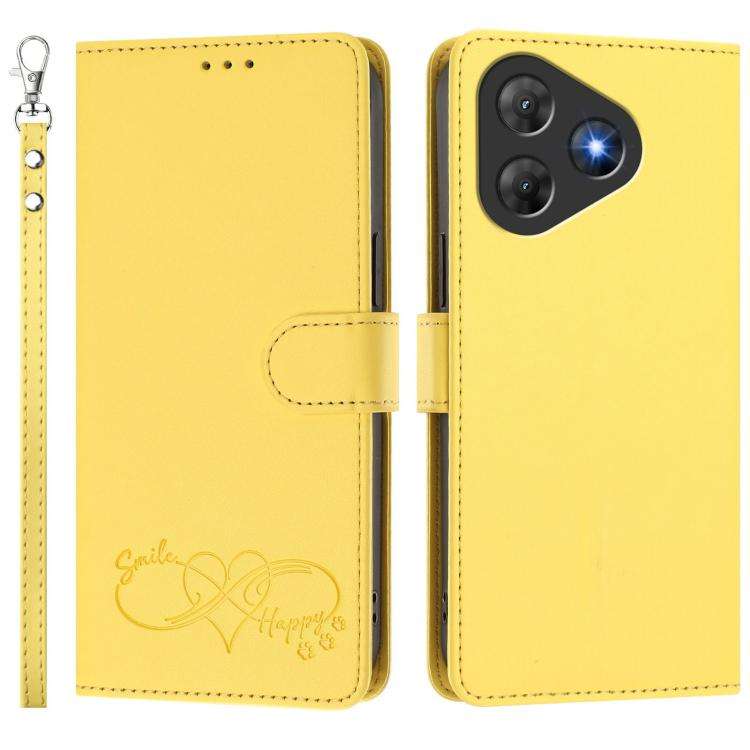 For Blackview Oscal Flat 2 / 2C Happy Heart Pattern Magnetic Closure Vegan Leather Phone Case wit...