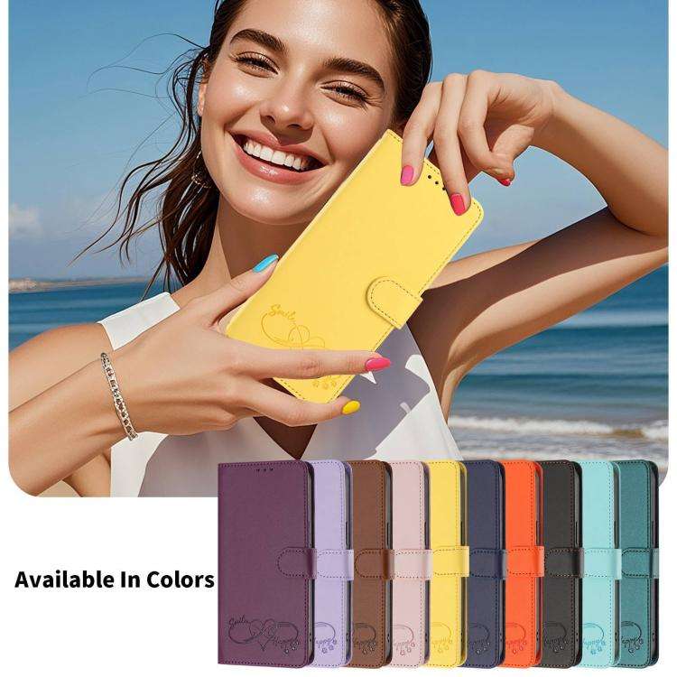 For Blackview Oscal Flat 2 / 2C Happy Heart Pattern Magnetic Closure Vegan Leather Phone Case wit...
