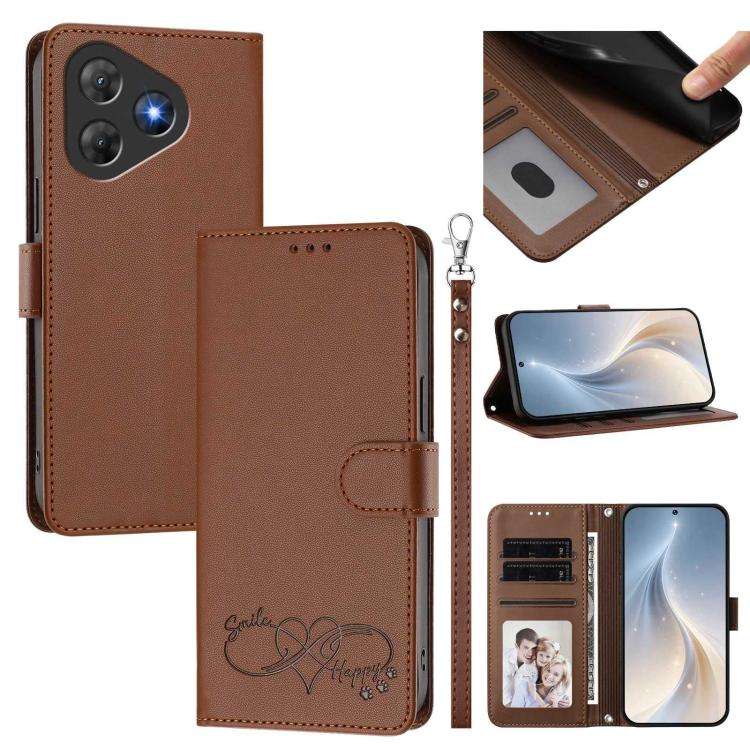 For Blackview Oscal Flat 2 / 2C Happy Heart Pattern Magnetic Closure Vegan Leather Phone Case wit...