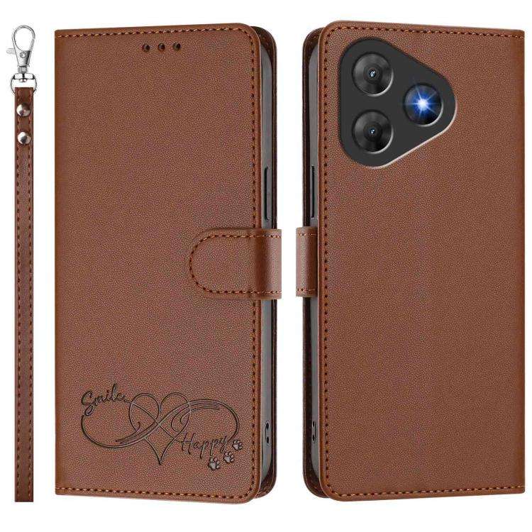 For Blackview Oscal Flat 2 / 2C Happy Heart Pattern Magnetic Closure Vegan Leather Phone Case wit...