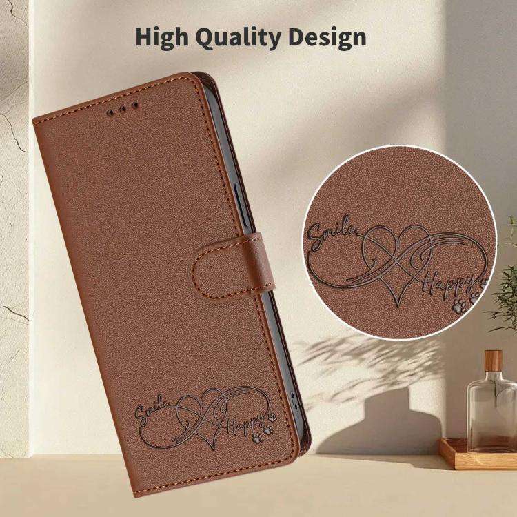For Blackview Oscal Flat 2 / 2C Happy Heart Pattern Magnetic Closure Vegan Leather Phone Case wit...
