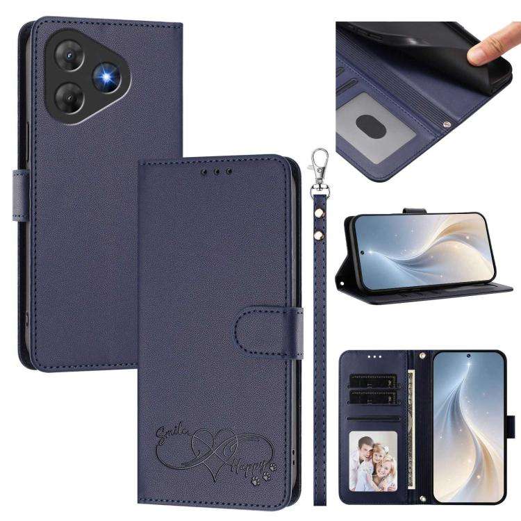 For Blackview Oscal Flat 2 / 2C Happy Heart Pattern Magnetic Closure Vegan Leather Phone Case wit...