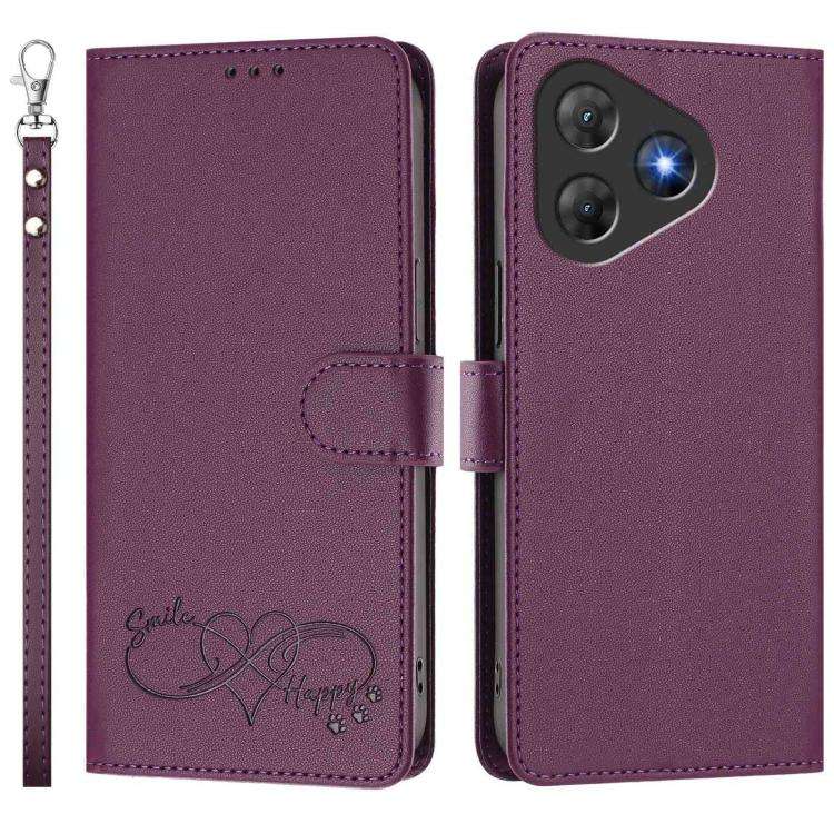 For Blackview Oscal Flat 2 / 2C Happy Heart Pattern Magnetic Closure Vegan Leather Phone Case wit...