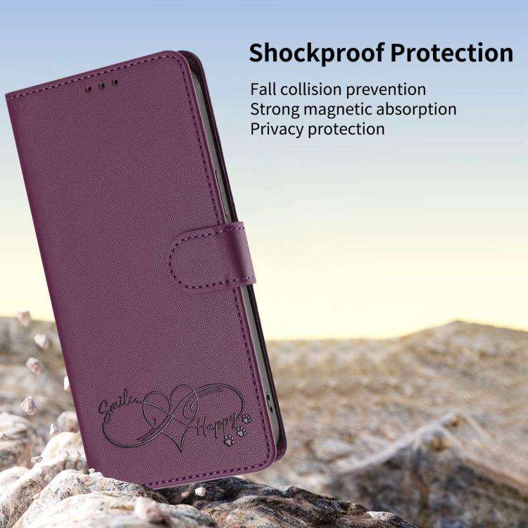 For Blackview Oscal Flat 2 / 2C Happy Heart Pattern Magnetic Closure Vegan Leather Phone Case wit...