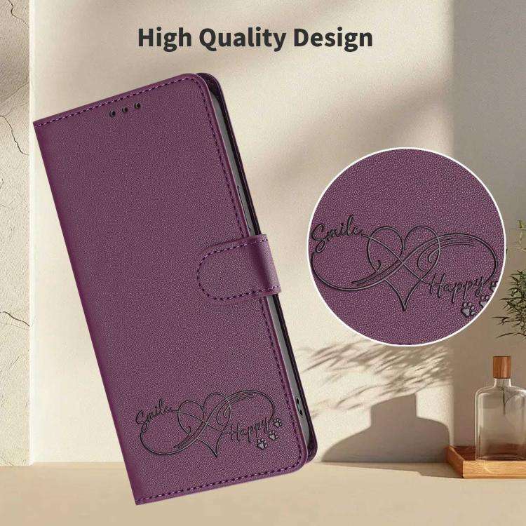 For Blackview Oscal Flat 2 / 2C Happy Heart Pattern Magnetic Closure Vegan Leather Phone Case wit...